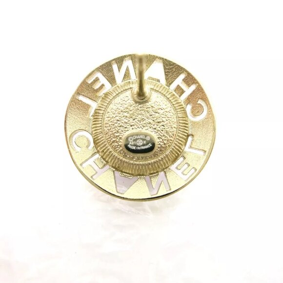 Authentic CHANEL Round Earrings A2I Purple Brass - Picture 5 of 9